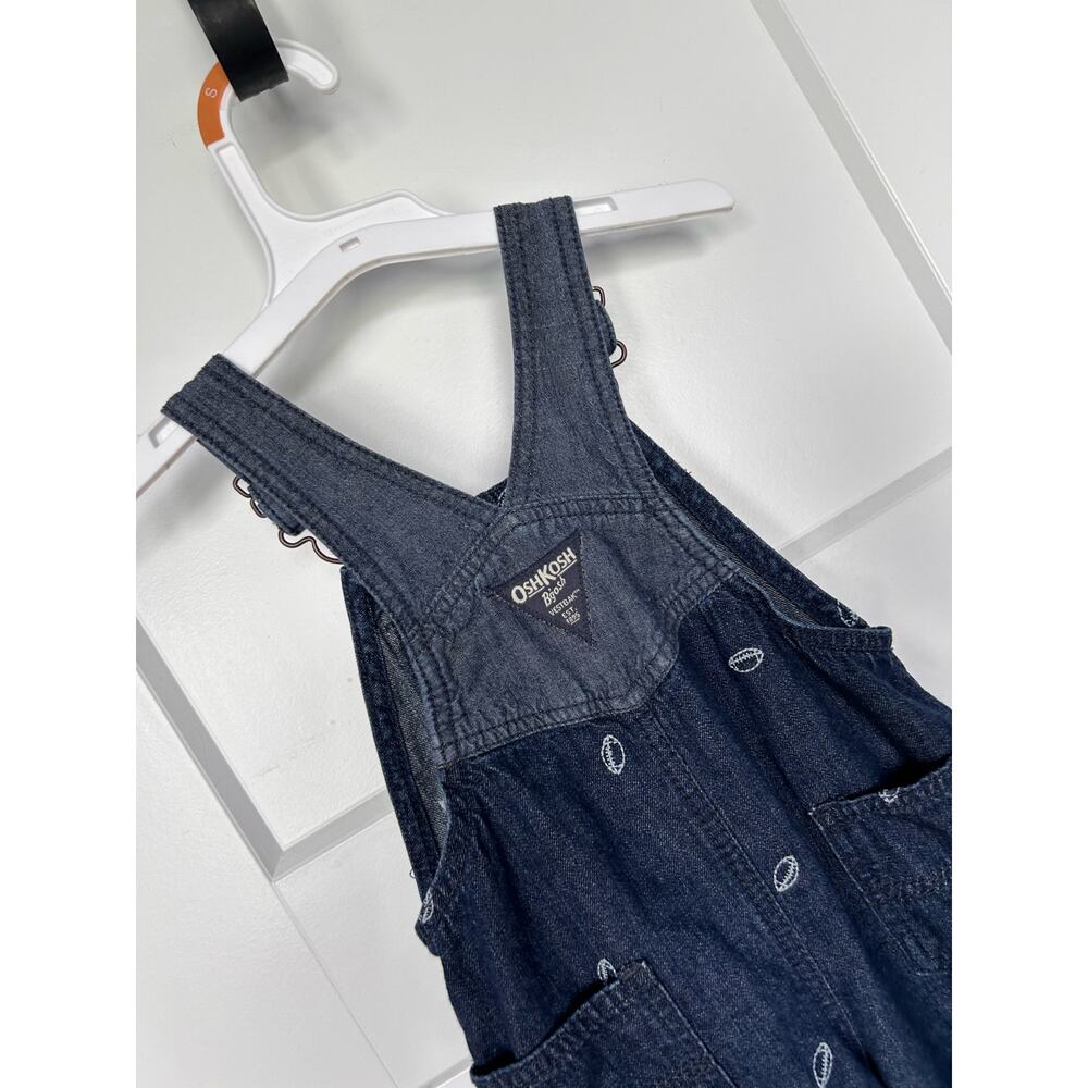 OshKosh‎ B’gosh Football Embroidered Denim Overalls Blue Size 18M - Picture 6 of 11